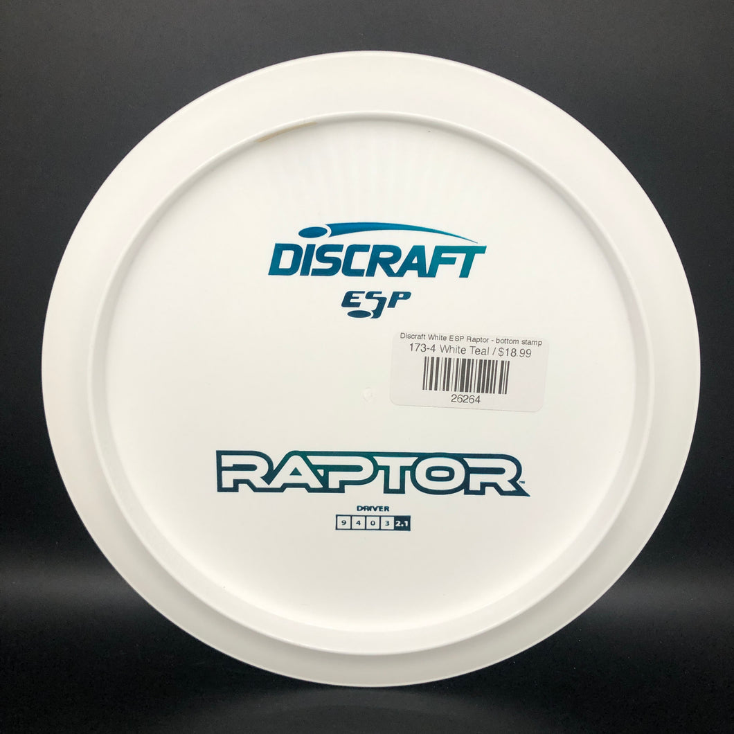 Discraft White ESP Raptor - bottom stamp