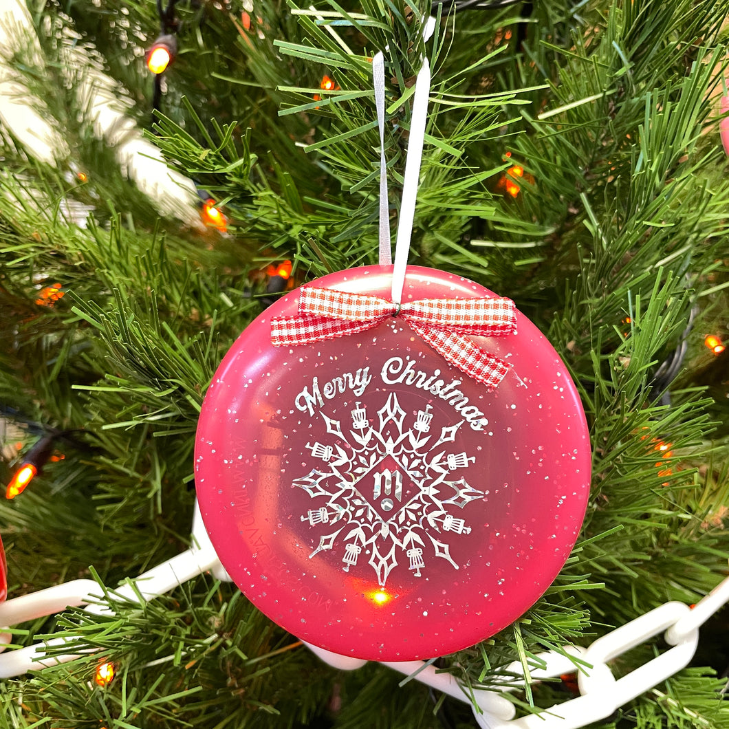 #30 Disc Golf Mini Marker Christmas ornament red Snowflake