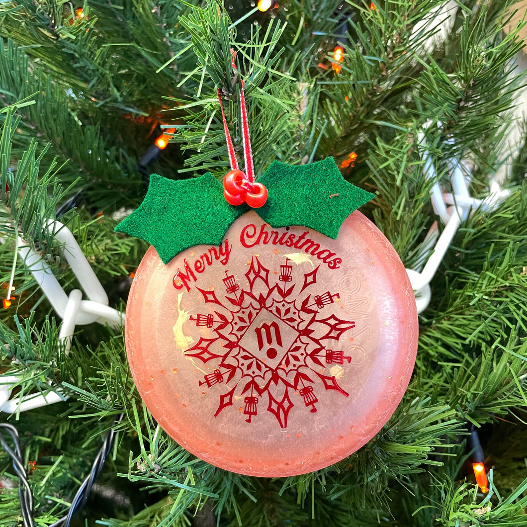 Disc Golf Mini Marker Christmas ornament with snowflake / mandala stamp