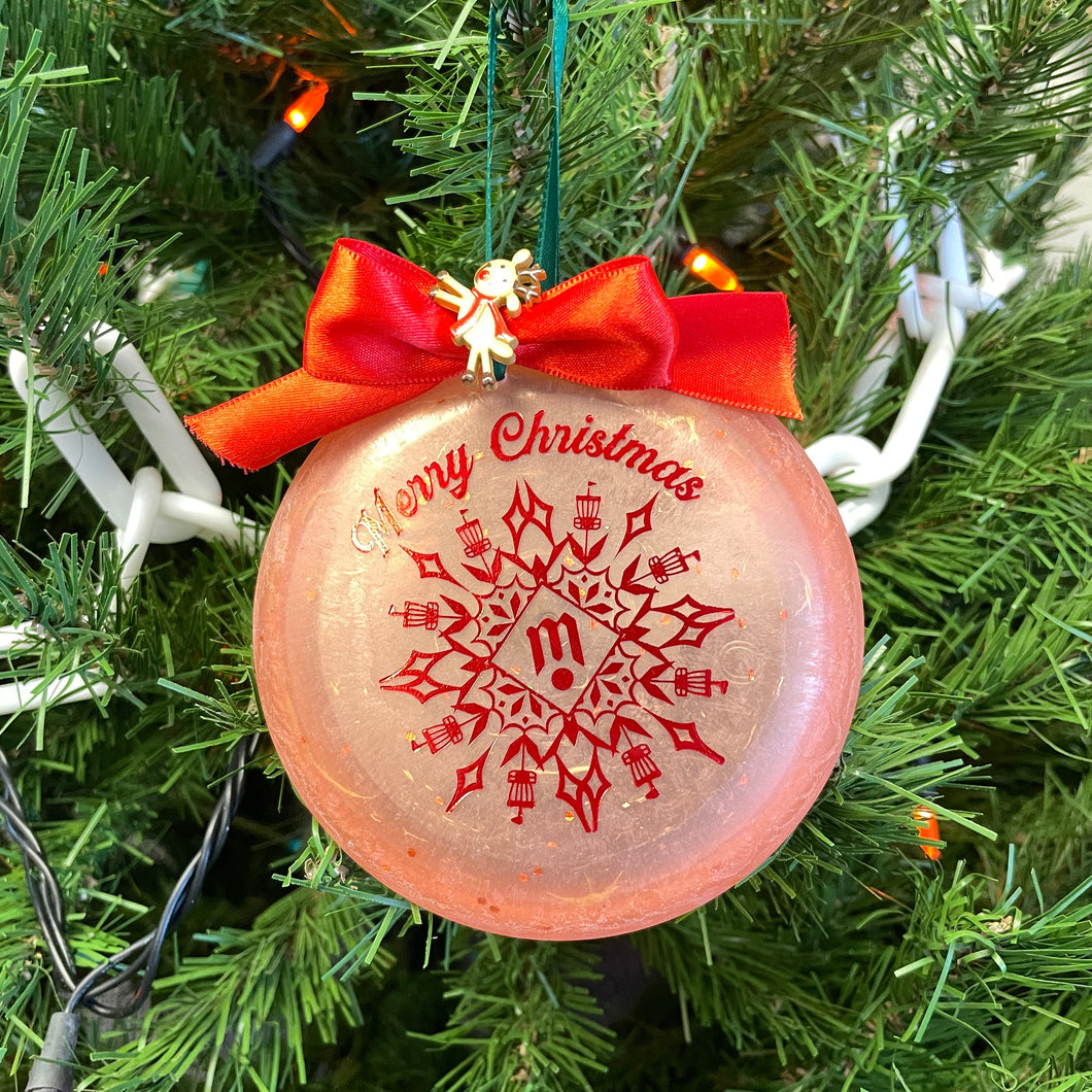 Disc Golf Mini Marker Christmas ornament with snowflake / mandala stamp